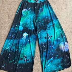 Blackmilk Galactic Ocean Galaxy Wide Leg Palazzo Pants Size Large
